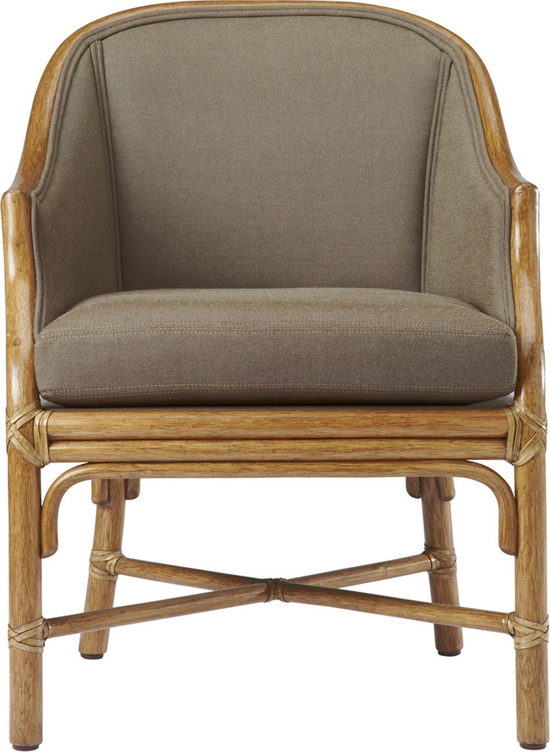 Caned Toboggan Arm Chair - Upholstered Back