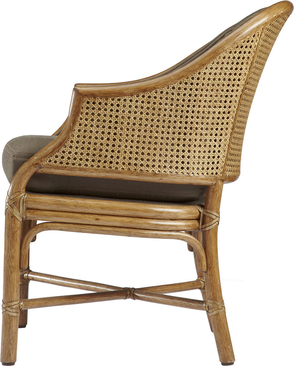 Caned Toboggan Arm Chair - Upholstered Back
