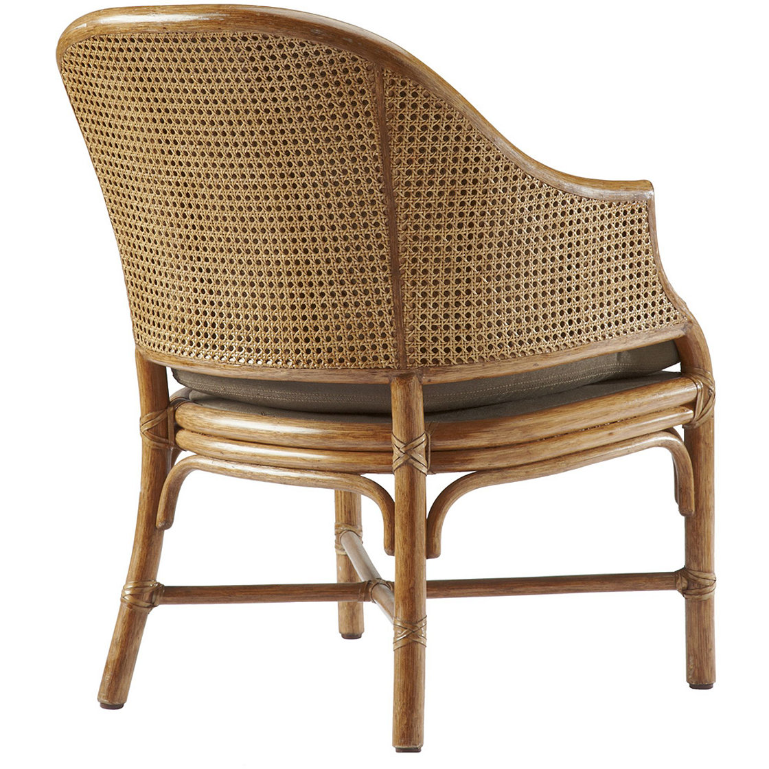 Caned Toboggan Arm Chair - Upholstered Back